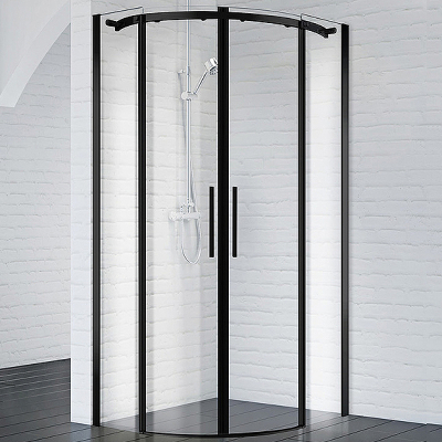Душевой уголок BelBagno Acqua R-2-90-C-NERO профиль черный матовый