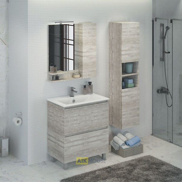 Тумба с раковиной Comforty Верона-75 дуб белый с раковиной COMFORTY 75Е, 00004137102