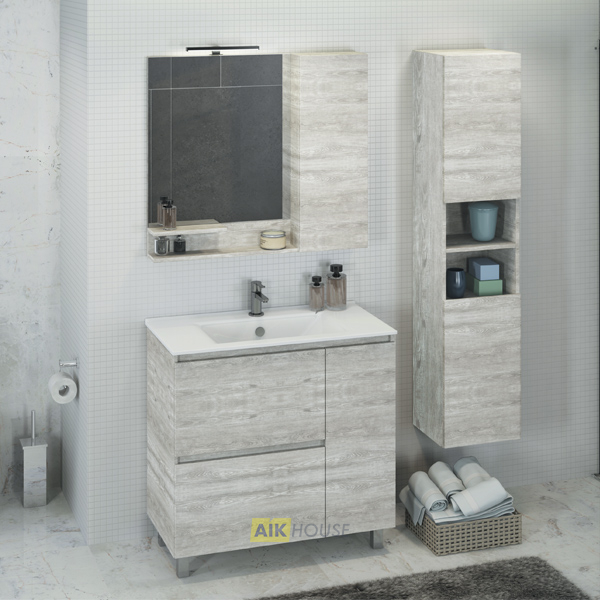Тумба с раковиной Comforty Верона-90 дуб белый с раковиной Quadro 90, 00-00001972