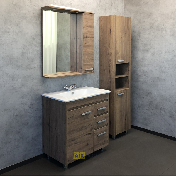 Тумба с раковиной Comforty Марио-75 сосна лоредо с раковиной Quadro 75, 00004136349