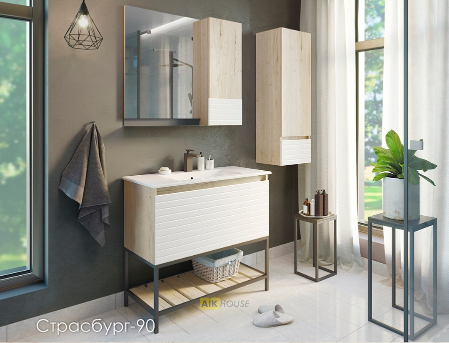 Зеркало-шкаф Comforty Страсбург-90 дуб дымчатый, 00-00006573
