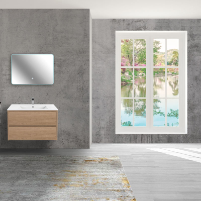 База под раковину Gio 800 подвесная, 2 выкатных ящика soft-close, N.Oak