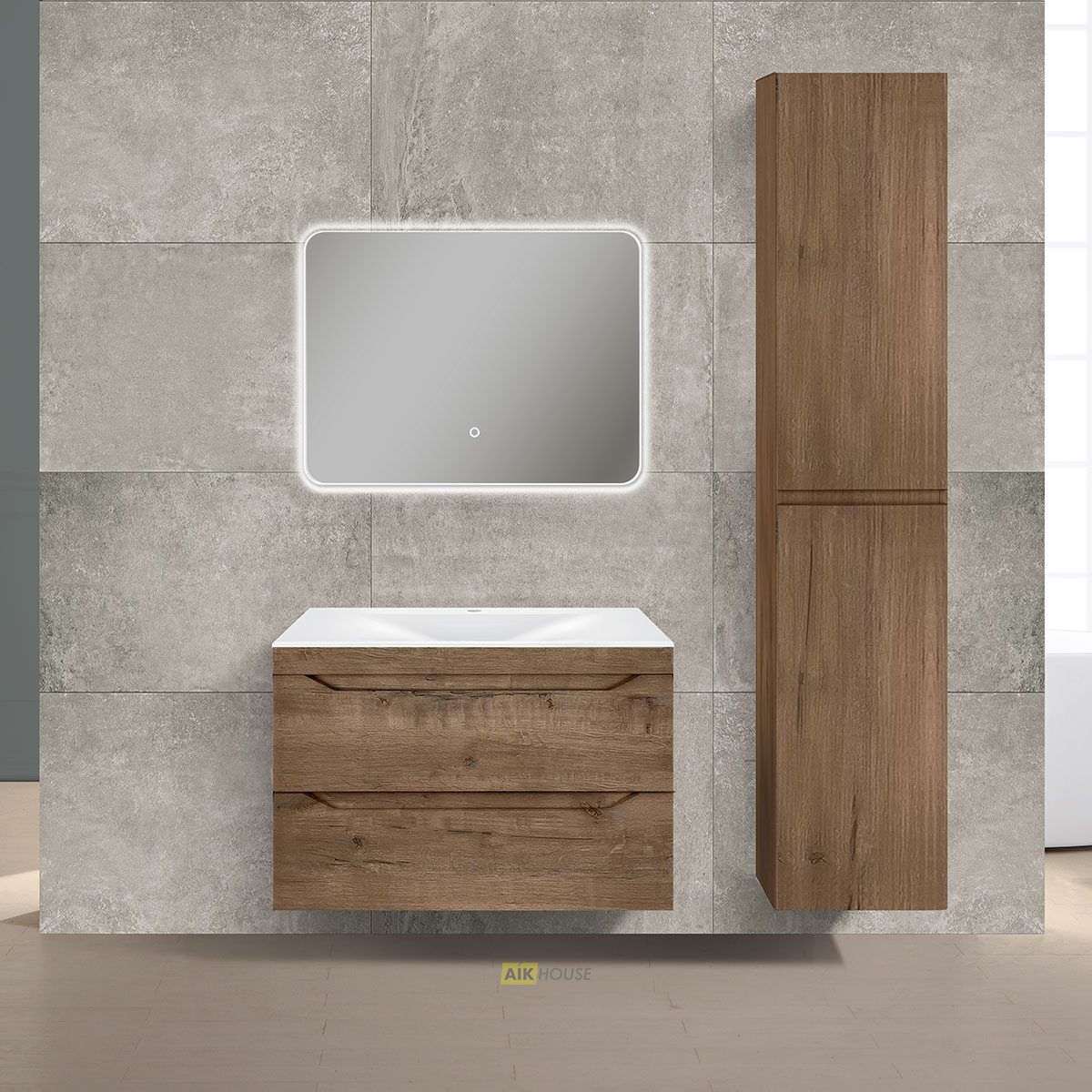 База под раковину Fine 800 подвесная, 2 выкатных ящика soft close, V.Oak