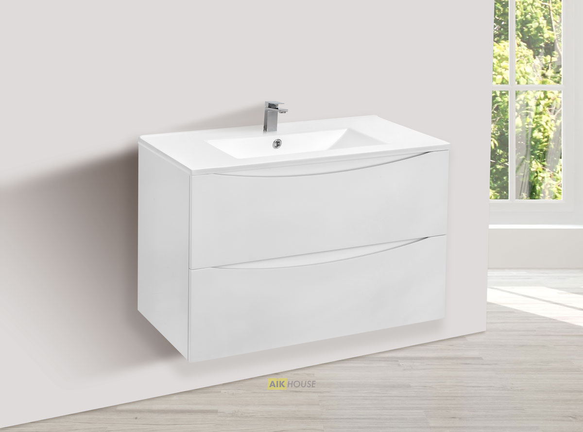 База под керамическую раковину Mia 800 подвесная, 2 выкатных ящика soft close, G.White