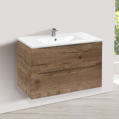База под керамическую раковину Mia 800 подвесная, 2 выкатных ящика soft close, V.Oak