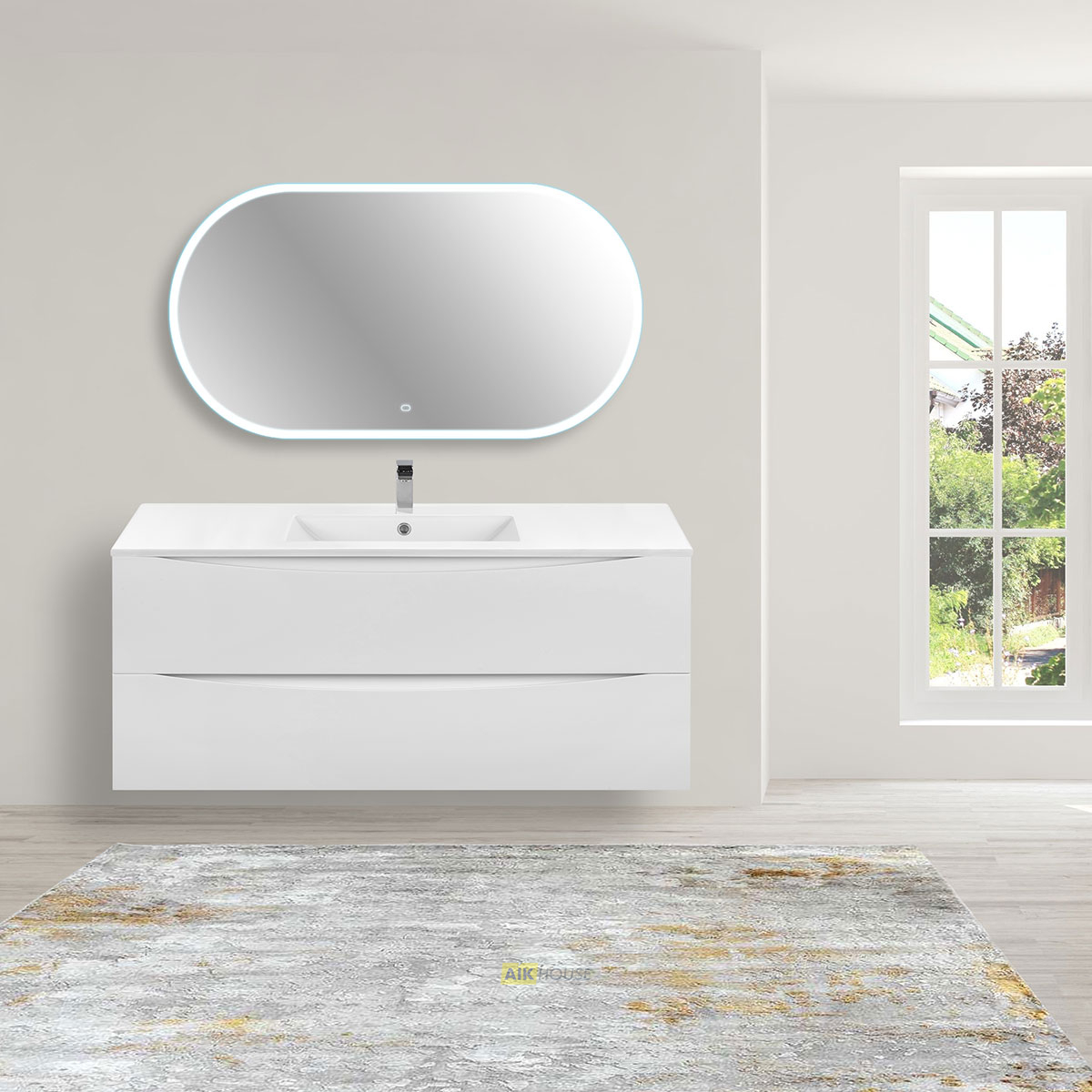 База под керамическую раковину Mia 1200 подвесная, 2 выкатных ящика soft close, G.White