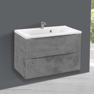 База под раковину Mia 800 подвесная, 2 выкатных ящика soft close, Beton