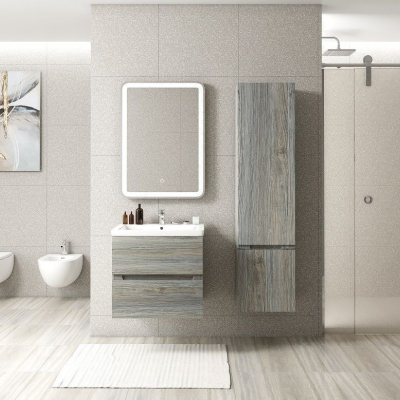 Шкаф подвесной, фасады асимметричные, Сосна 400x300x1600, AM-Techno-1600-AC-SO-LW635-R