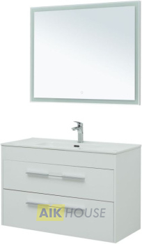 Мебель для ванной Aquanet Августа 100 белый (ручка хром, раковина Flat)