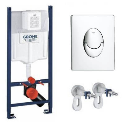 Система инсталляции для унитаза Grohe Rapid SL 3в1 38840000  с панелью смыва Grohe  38505000+крепеж 3855800M
