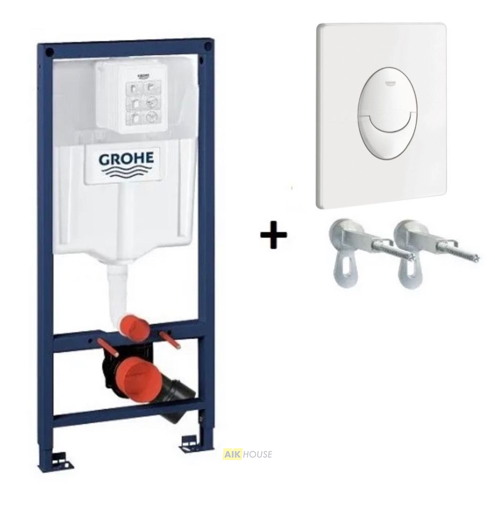 Система инсталляции для унитаза Grohe Rapid SL 38536001 c креплением 3855800M+Кнопка смыва Grohe Skate Air 38505SH0 белая