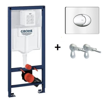 Система инсталляции для унитаза Grohe Rapid SL 38536001 c креплением 3855800M+Кнопка смыва Grohe Skate Air 38506000 хром глянец