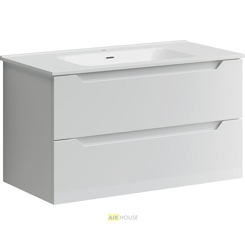 Тумба с раковиной Sancos Norma 2.0, 89 см., ламинат белый, NR2.090W