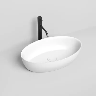 Раковина накладная Salini Alda 01, 58 см, из искусственного камня S-Stone, белый матовый, 110621M
