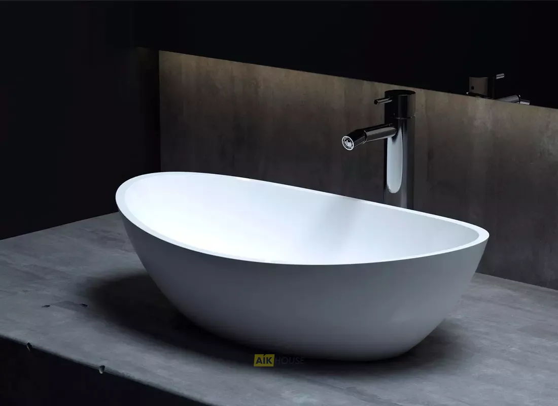 Раковина накладная Salini Noemi 1101103G, 56 x 34 см, из материала Sapirit, глянцевая белая