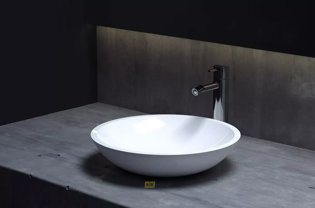 Раковина накладная Salini Callista 05 1101205SG/SM, 37 x 37 см, из материала Solix, глянцевая или матовая белая