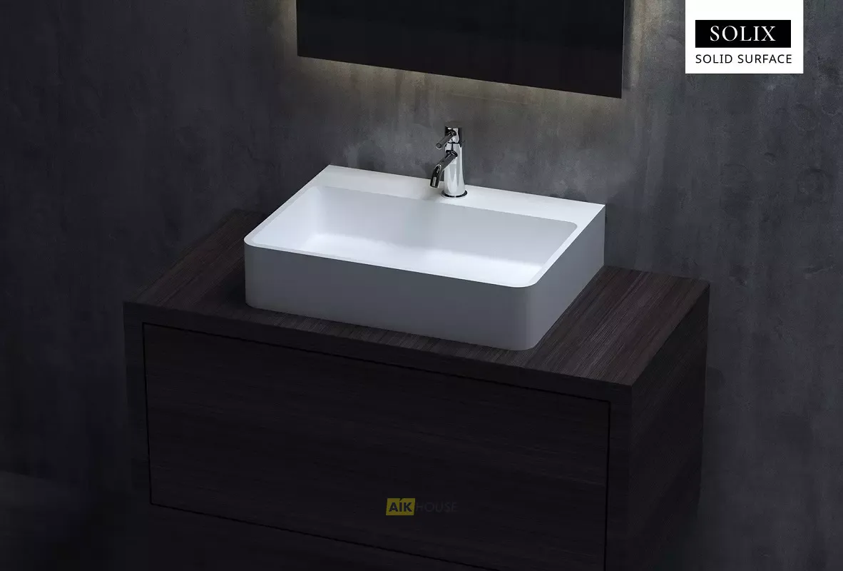 Раковина накладная Salini Ottavia 1103201G/M, 60 x 45 см, из материала Solix, глянцевая или матовая белая