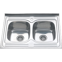 Мойка 8060S MELANA 0,8/180 2-я чаша накладная прямоугольная с сифоном (061 tb *7)