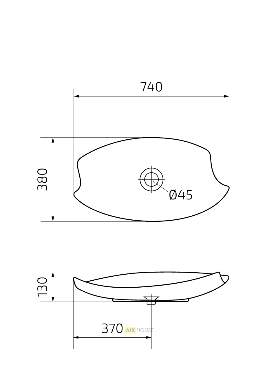 Раковина Gid N9178 51171 накладная белая 74x38x13