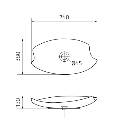 Раковина Gid N9178 51171 накладная белая 74x38x13