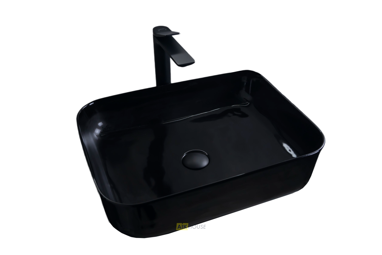 Раковина Gid BL1304 53351 накладная черная глянцевая 50x39x13