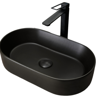 Раковина Gid N9020bg 53379 накладная черная  графит 52.5x30.5x11.5