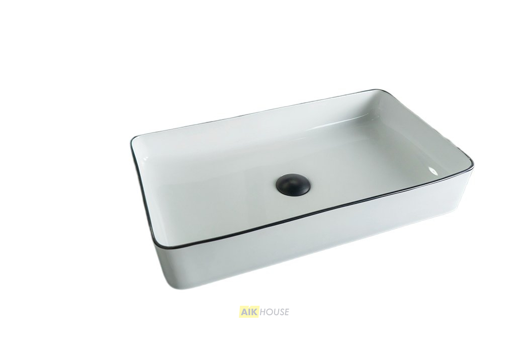 Раковина Gid Nc9399 52225 накладная белая / черная 60x34x11