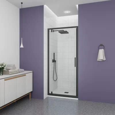 Душевая дверь Veconi Ottimo P30 B, 800x1900, черный матовый, стекло прозрачное, OP30B-80-01-C9
