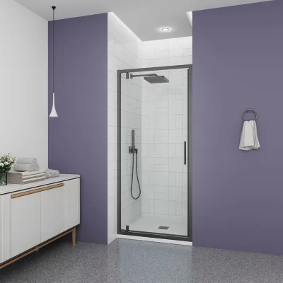 Душевая дверь Veconi Ottimo P30 GR, 800x1900, графит брашинг, стекло прозрачное, OP30GR-80-01-C9
