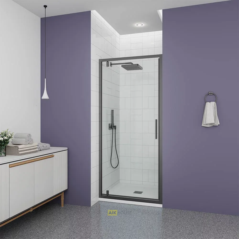 Душевая дверь Veconi Ottimo P30 GR, 900x1900, графит брашинг, стекло прозрачное, OP30GR-90-01-C9