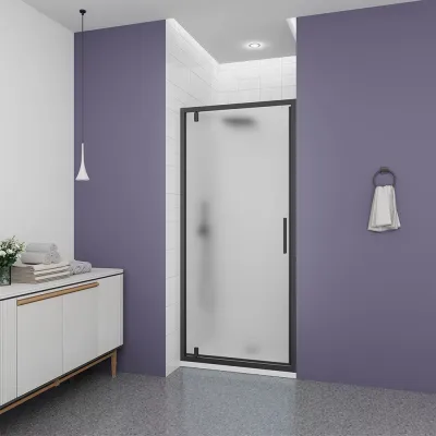Душевая дверь Veconi Ottimo P30 B, 700x1900, черный матовый, стекло матовое, OP30B-70-07-C9
