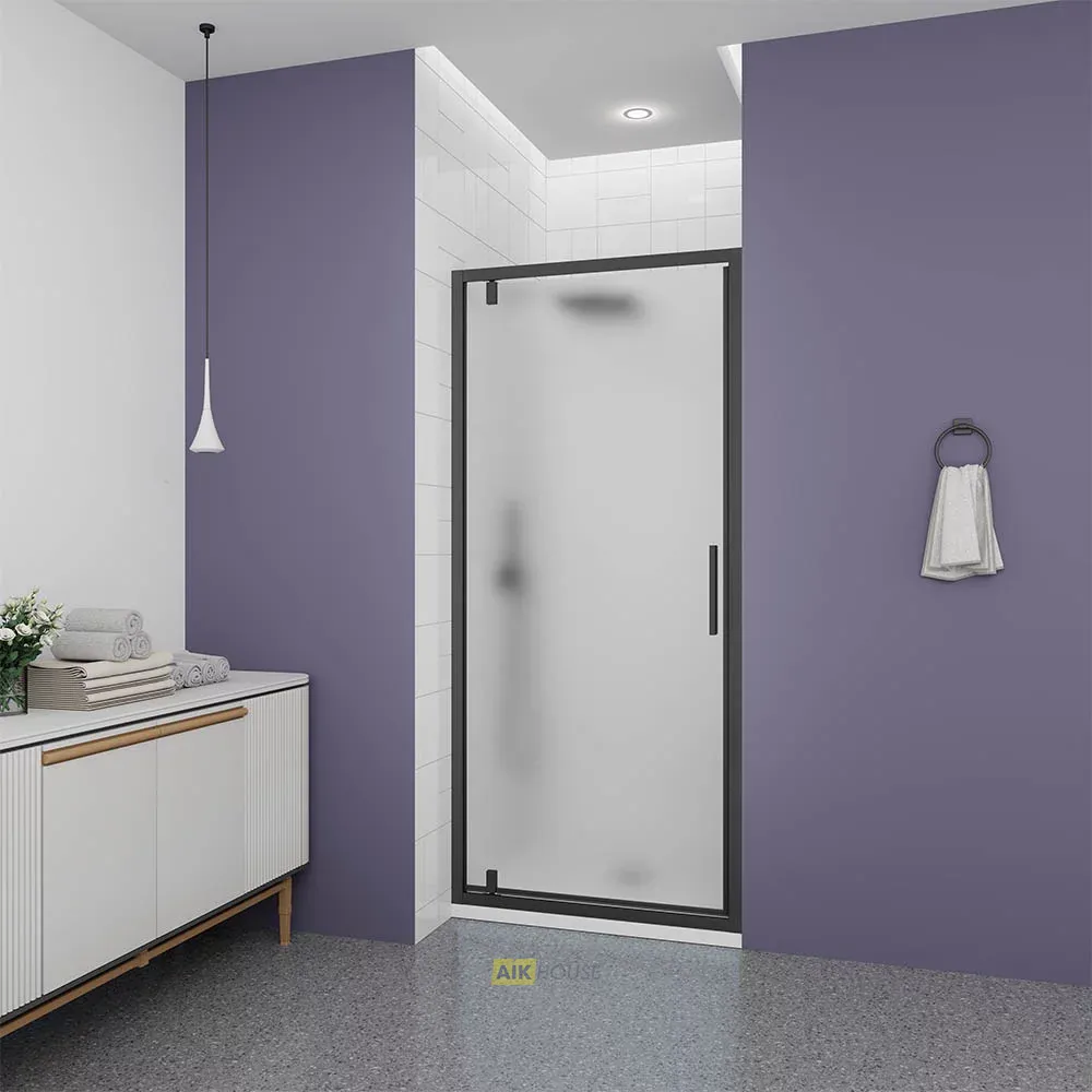 Душевая дверь Veconi Ottimo P30 B, 900x1900, черный матовый, стекло матовое, OP30B-90-07-C9