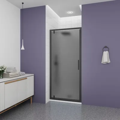 Душевая дверь Veconi Ottimo P30 B, 800x1900, черный матовый, стекло тонированное матовое, OP30B-80-12-C9
