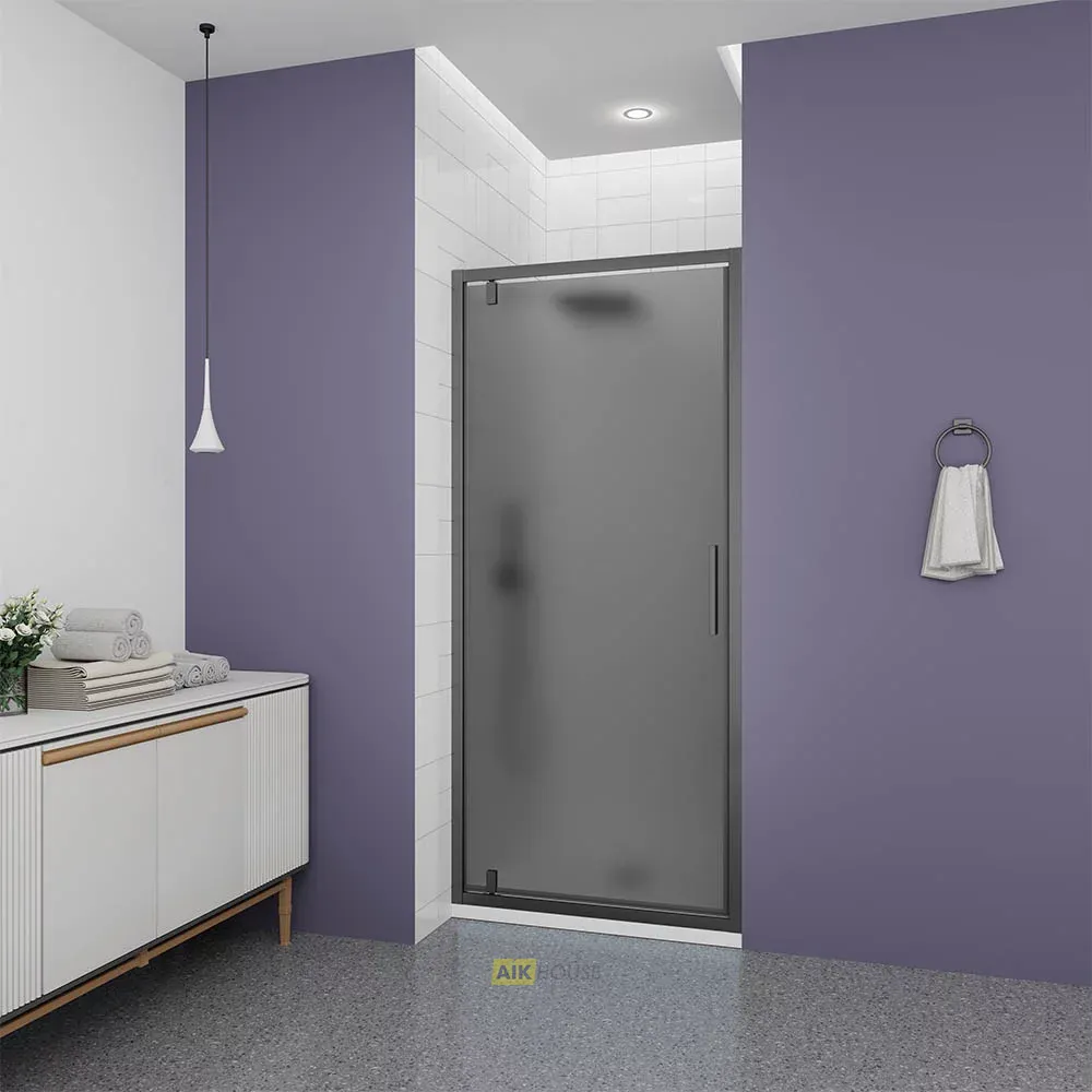 Душевая дверь Veconi Ottimo P30 GR, 700x1900, графит брашинг, стекло тонированное матовое, OP30GR-70-12-C9