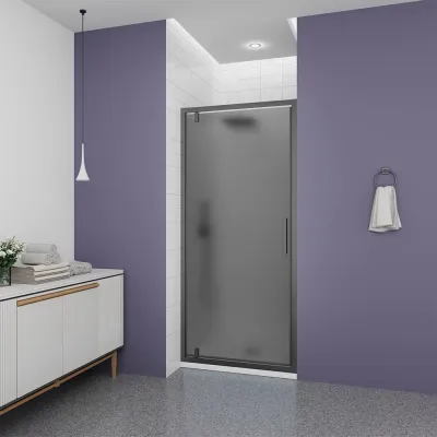 Душевая дверь Veconi Ottimo P30 GR, 800x1900, графит брашинг, стекло тонированное матовое, OP30GR-80-12-C9