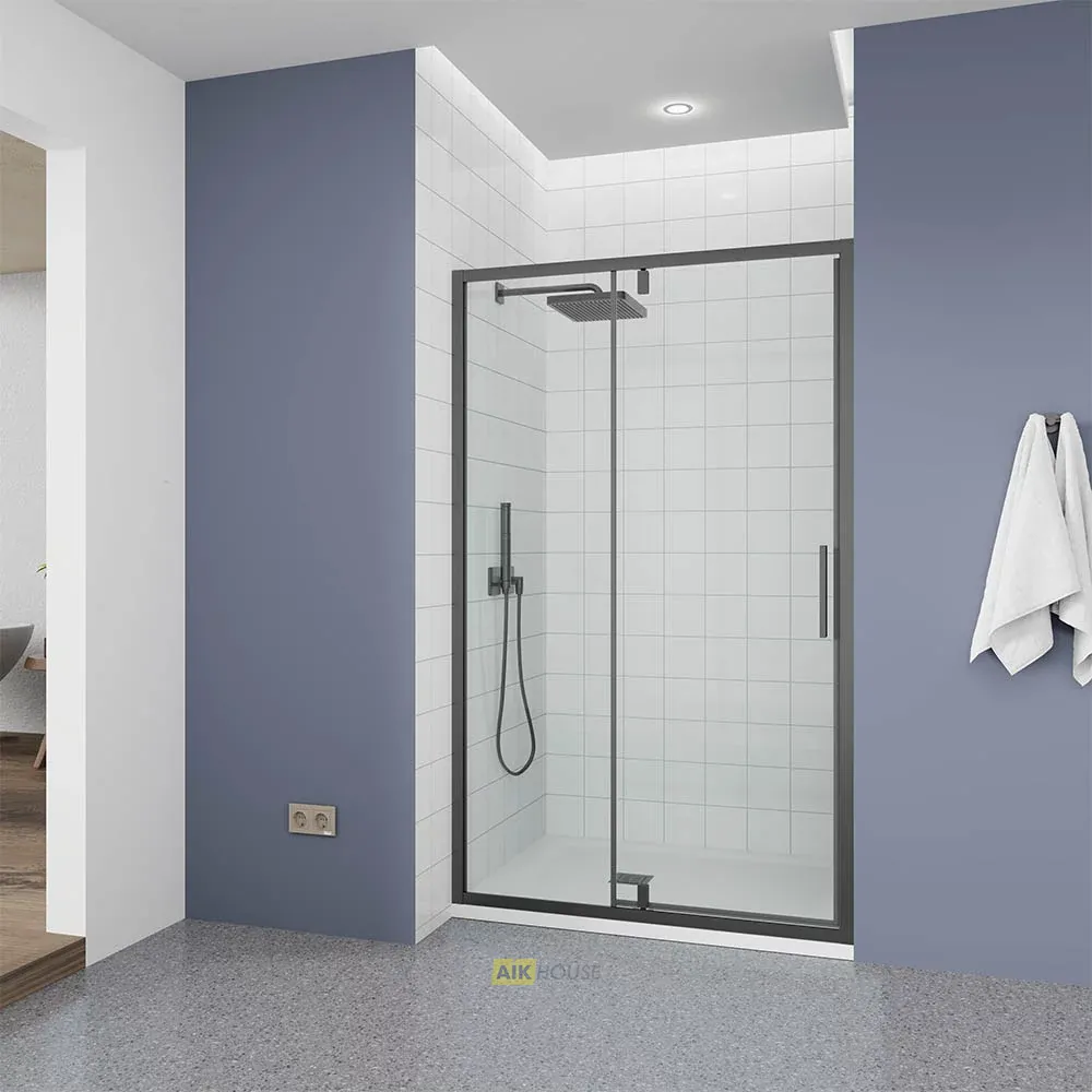 Душевая дверь Veconi Ottimo P20 GR, 1200x1900, графит брашинг, стекло прозрачное, OP20GR-120-01-C9