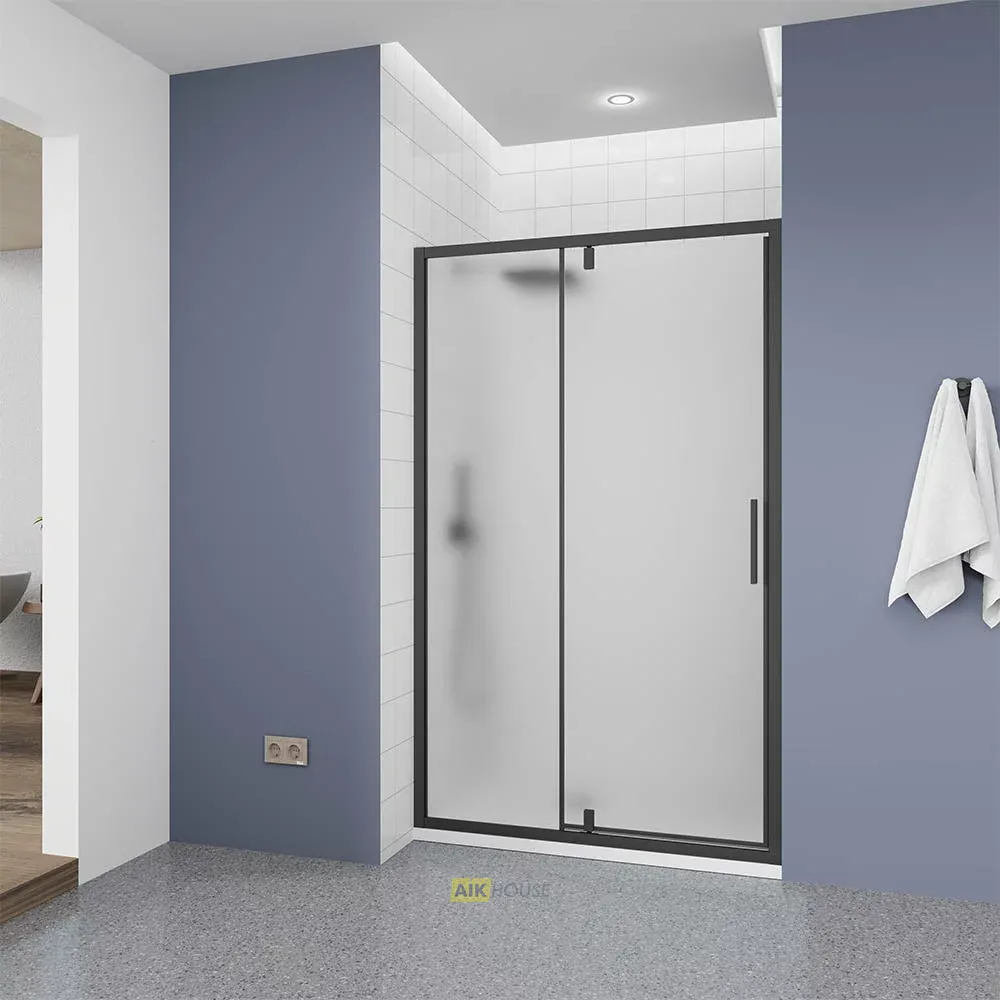 Душевая дверь Veconi Ottimo P20 B, 1200x1900, черный матовый, стекло матовое, OP20B-120-07-C9