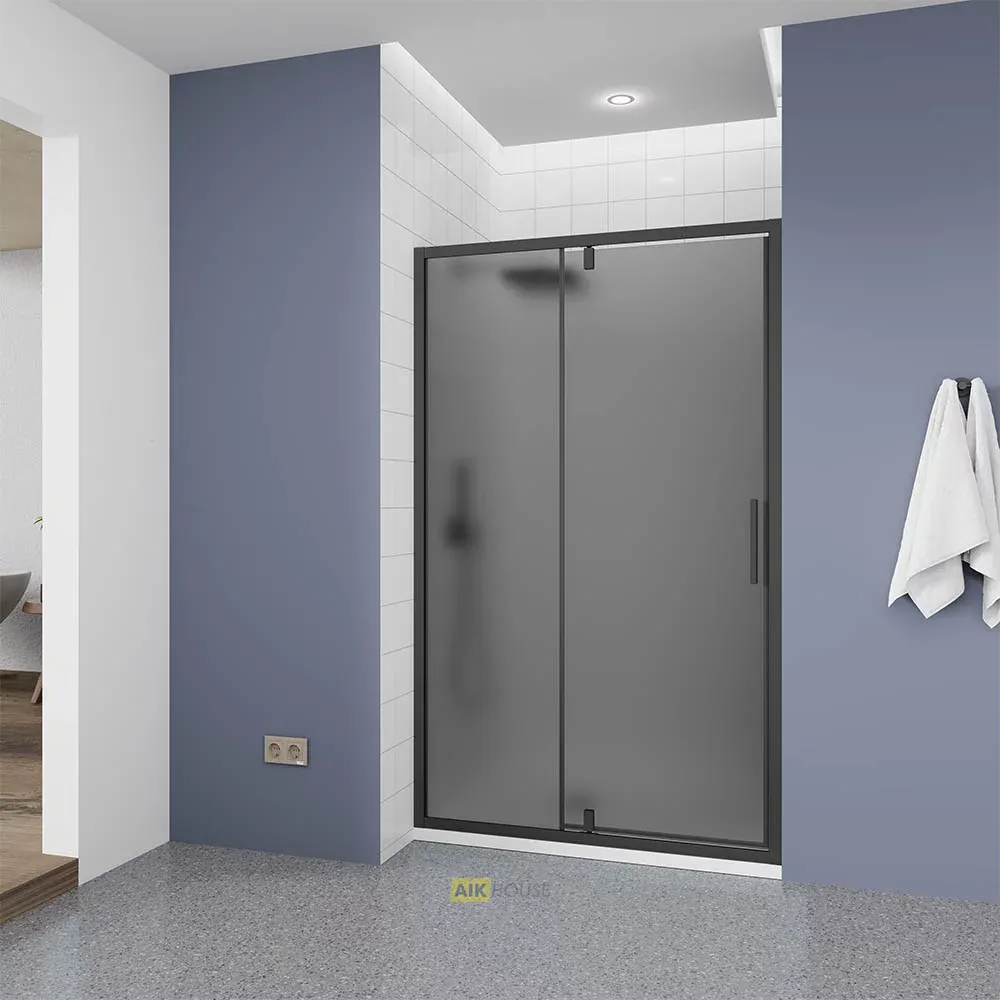 Душевая дверь Veconi Ottimo P20 B, 1200x1900, черный матовый, стекло тонированное матовое, OP20B-120-12-C9