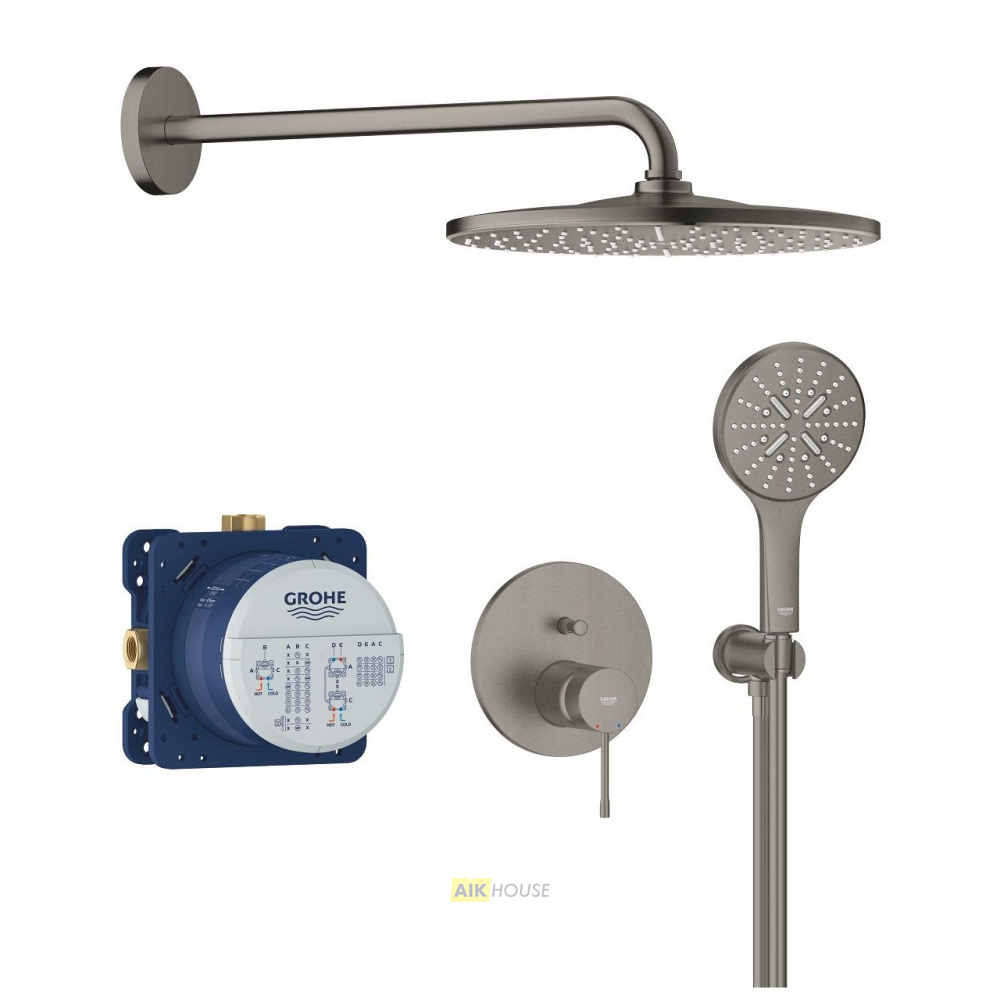 Душевая система GROHE Essence со смесителем для душа, темный графит матовый 25287AL0 